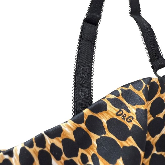Dolce Gabbana Camisole Pyjama top leopard print VTG Lace detail Small slit - Picture 10 of 15